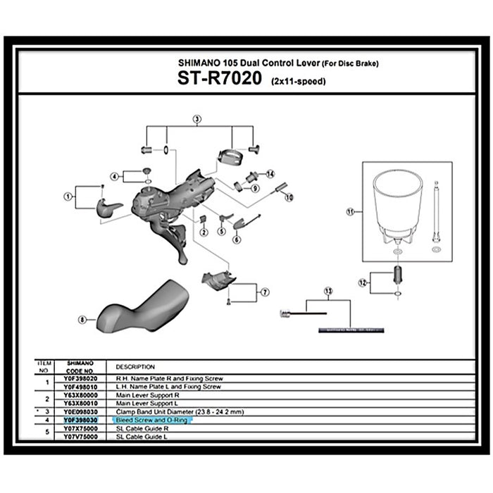 Shimano Shifter Lever Hydraulic Brake Bleed Screw Cap (1 piece)