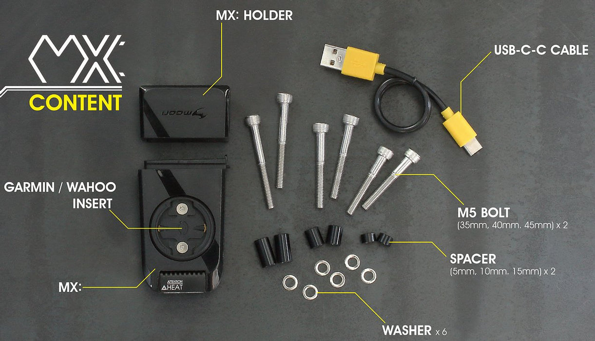 Moon MX Front Light with Integrated Computer Mount USB C Rechargeable