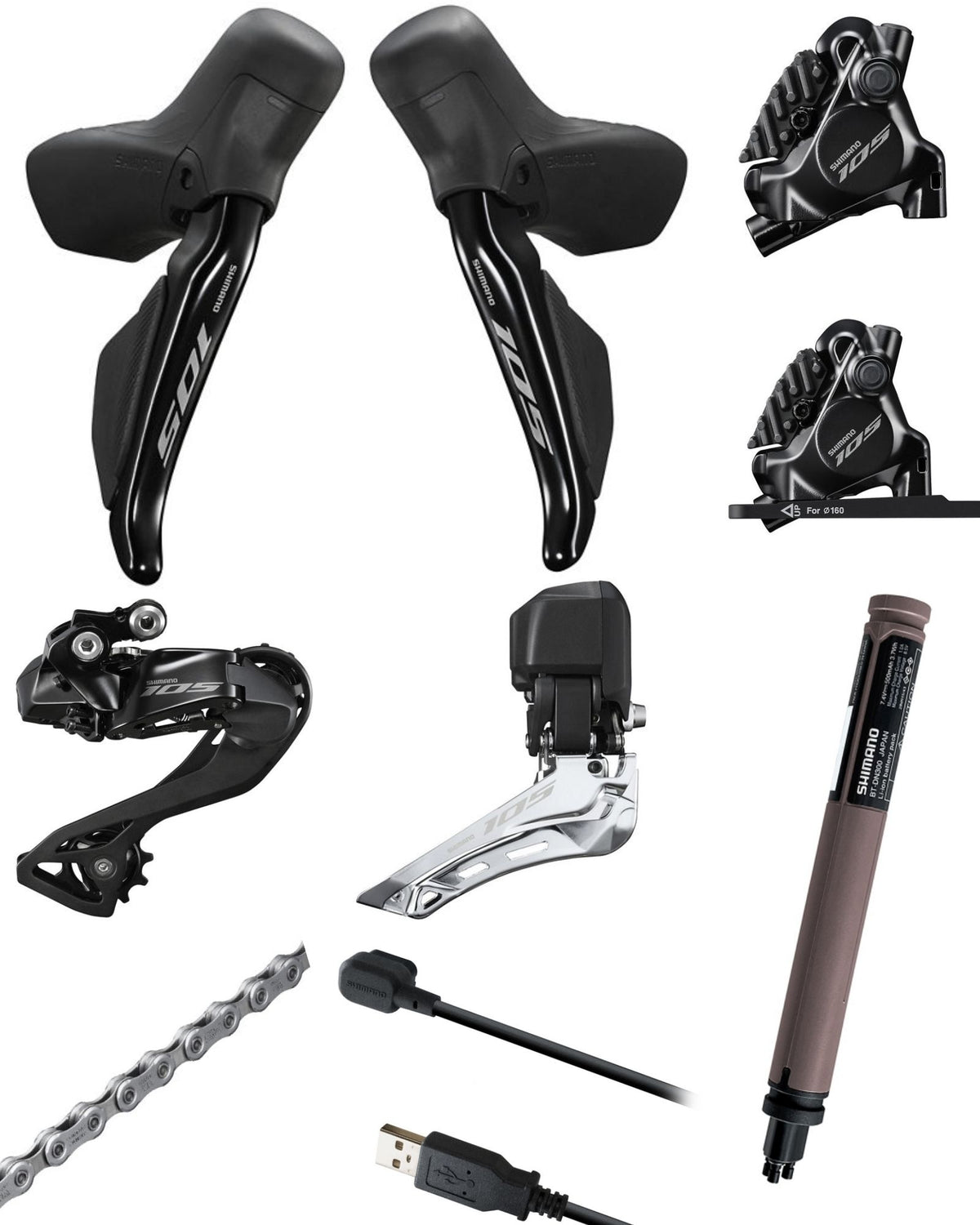 パーツ Shimano 105 r7170 シマノ 105 Di2 Jキット ST-R7170-R 右レバー/BR-R7170-F DISC