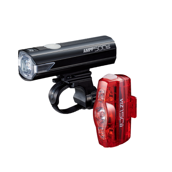 Cateye AMPP 500S + Viz 150 II USB Rechargeable Front / Rear Light Set