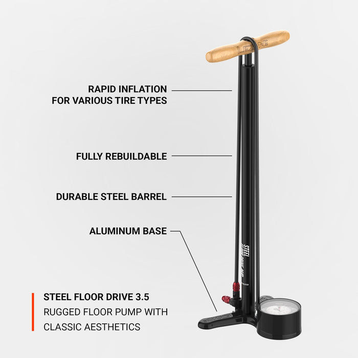 Lezyne Steel Floor Drive Bicycle Bike Tire Floor Pump ABS-1 Pro Valve Max 220 psi