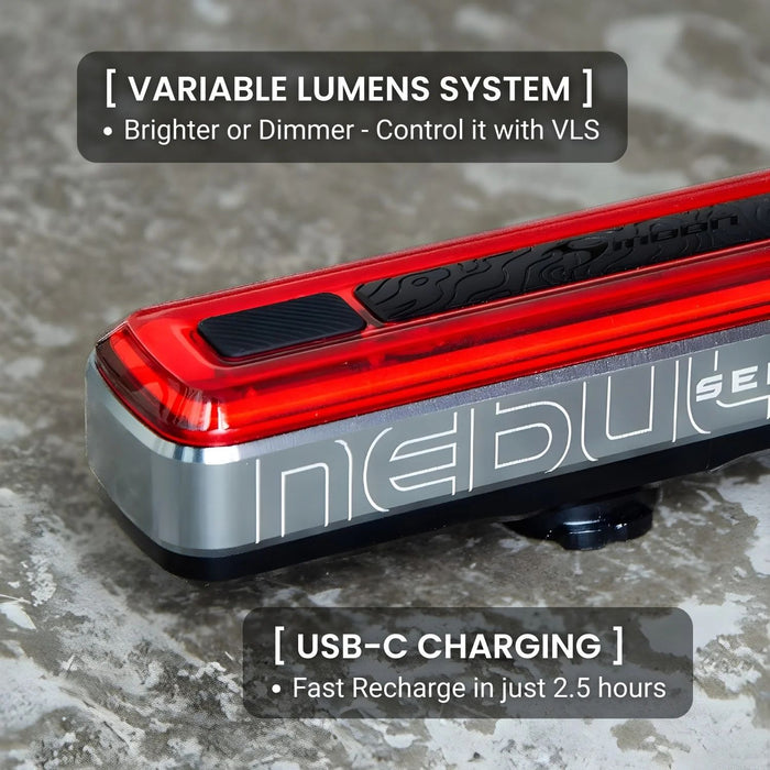 Moon Nebula 2 Sense USB C Rechargeable Rear Light with Motion Sensor