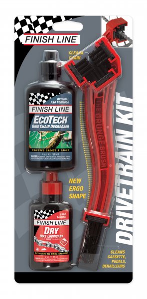 Finish Line Chain Cleaner Grunge Brush with 4oz Degreaser and 4oz Dry Lube
